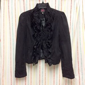 SOLD Bebe Faux Suede Ruffle Front Jacket